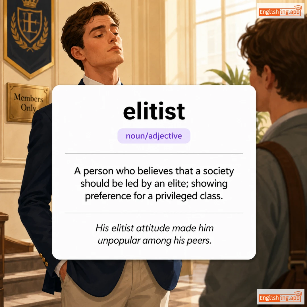 elitist definition card — visual illustration of the meaning