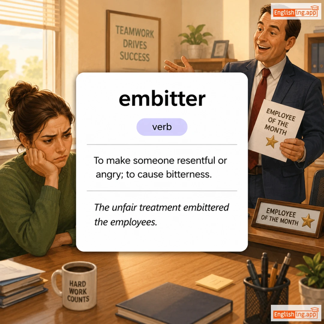 embitter definition card — visual illustration of the meaning