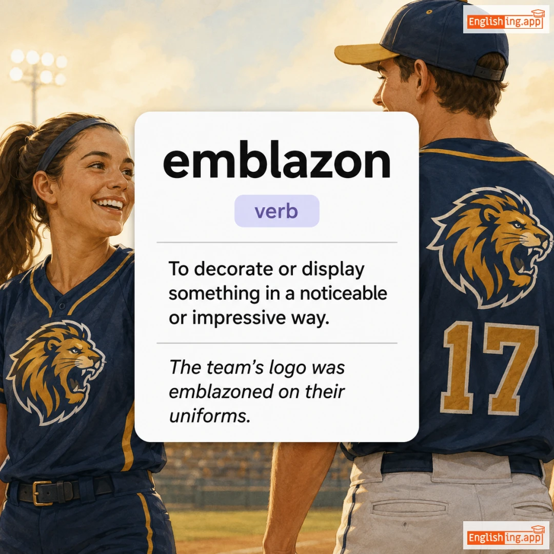 emblazon definition card — visual illustration of the meaning