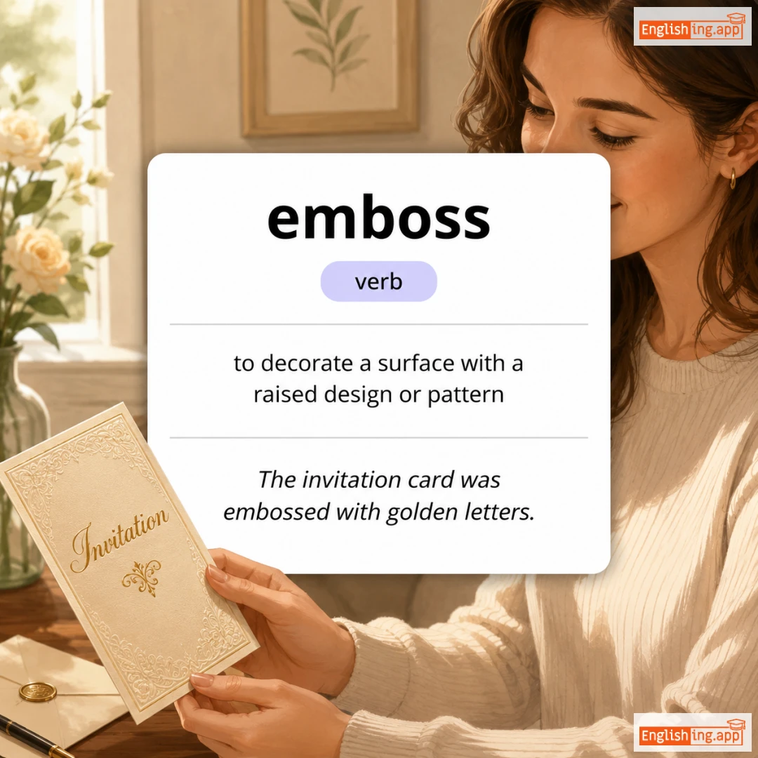 emboss definition card — visual illustration of the meaning