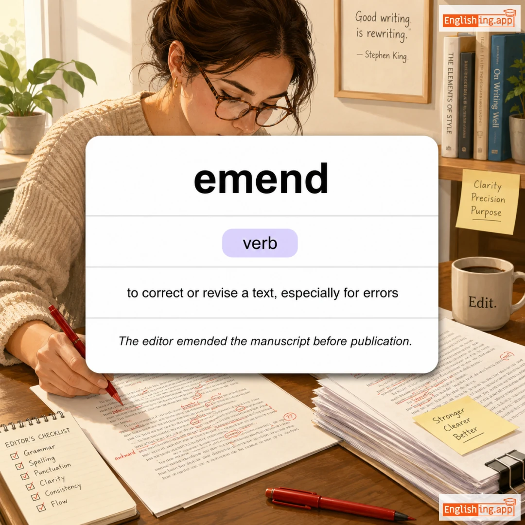 emend definition card — visual illustration of the meaning
