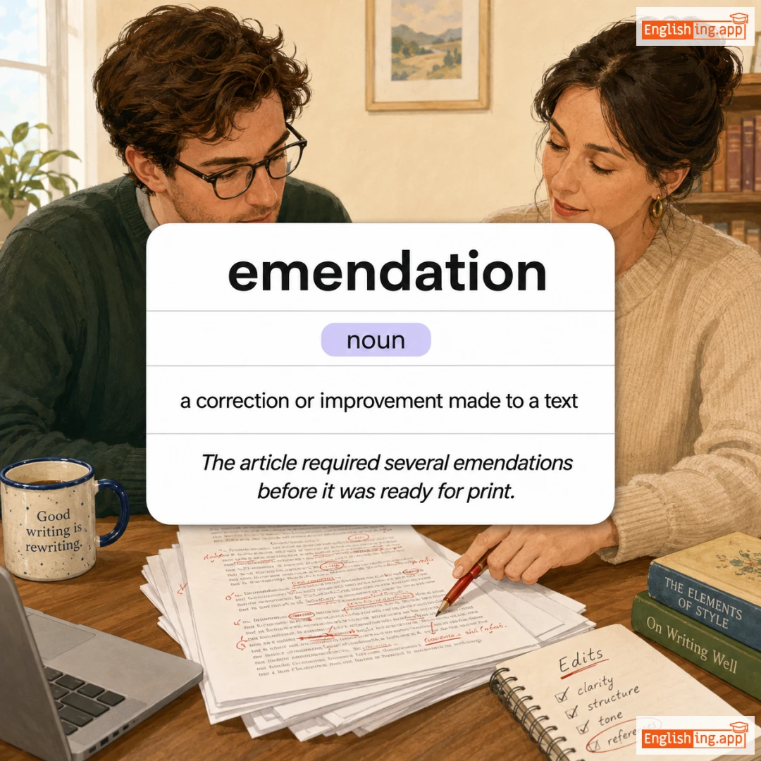 emendation definition card — visual illustration of the meaning