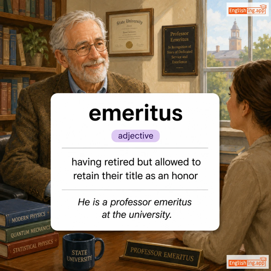 emeritus definition card — visual illustration of the meaning