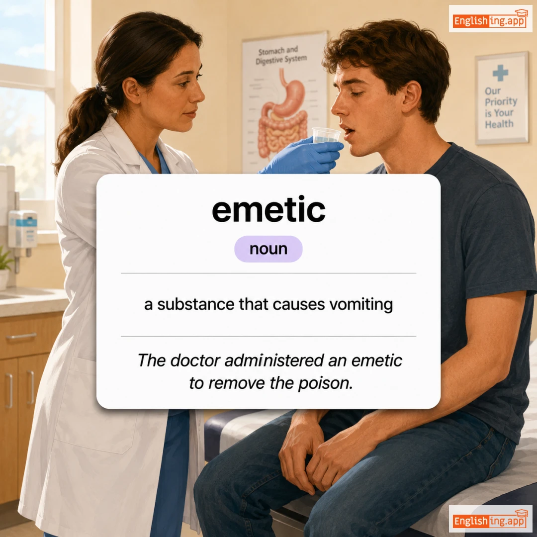 emetic definition card — visual illustration of the meaning