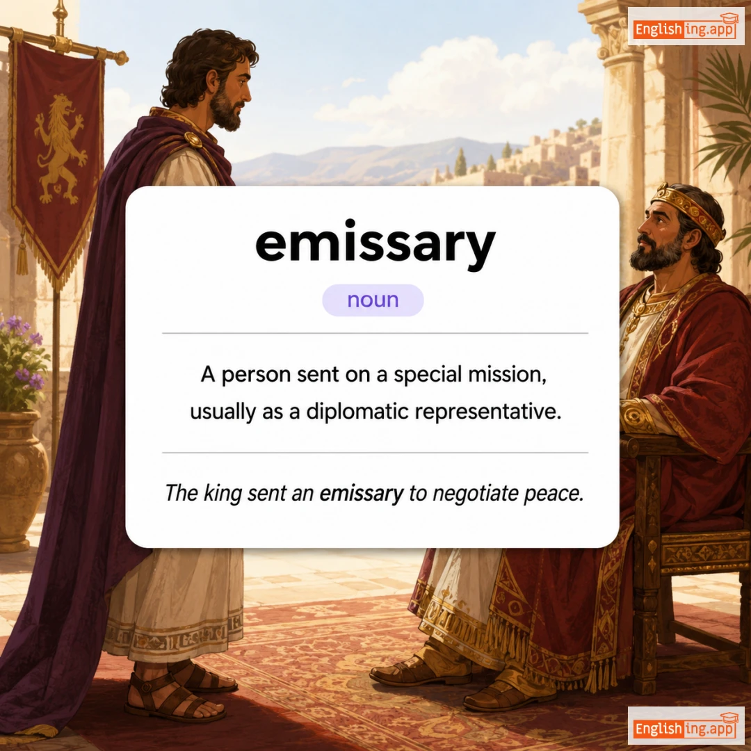 emissary definition card — visual illustration of the meaning