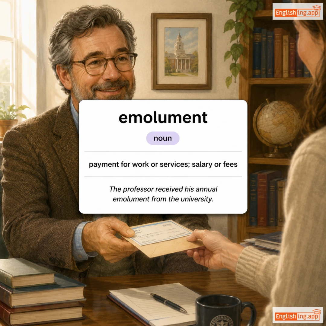 emolument definition card — visual illustration of the meaning