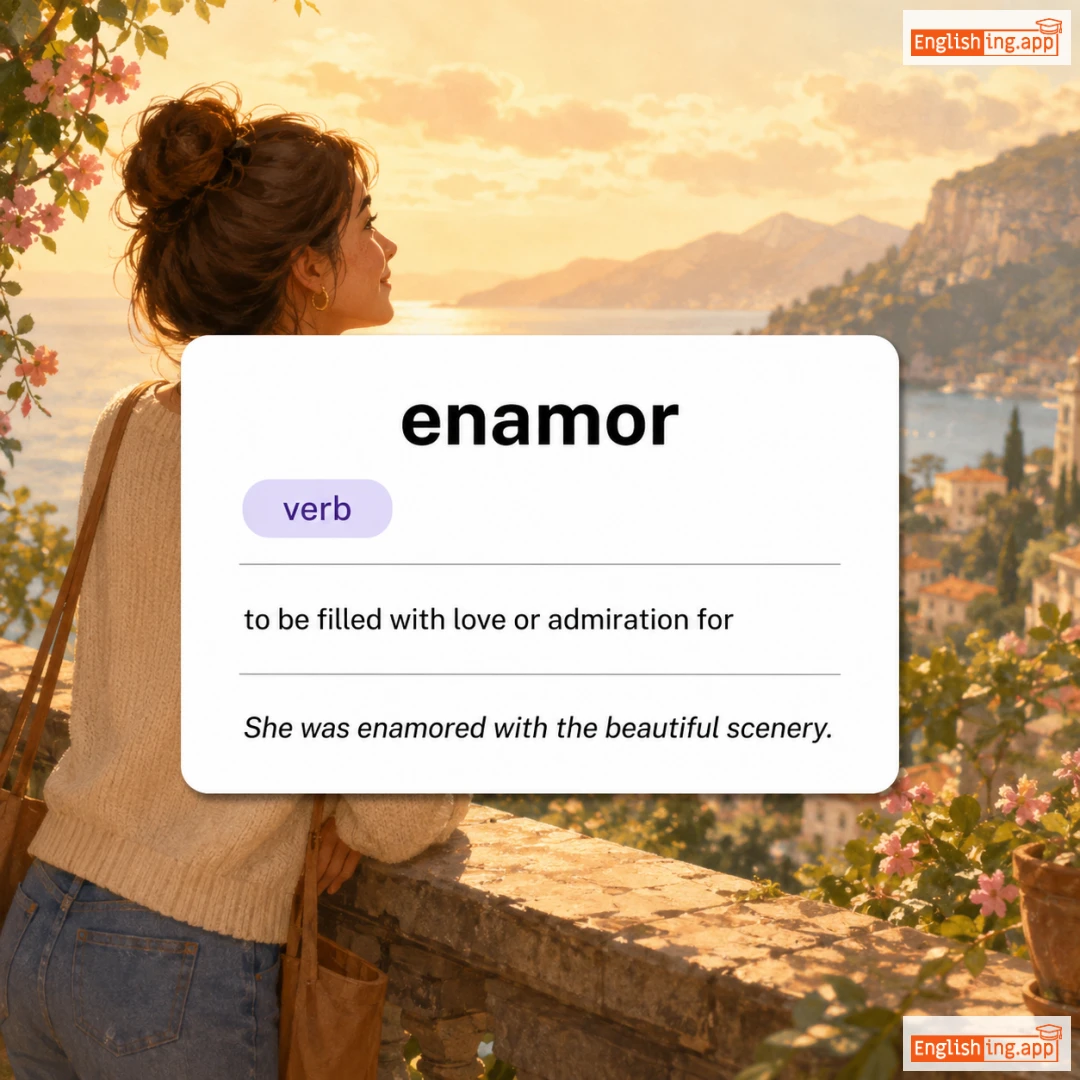 enamor definition card — visual illustration of the meaning