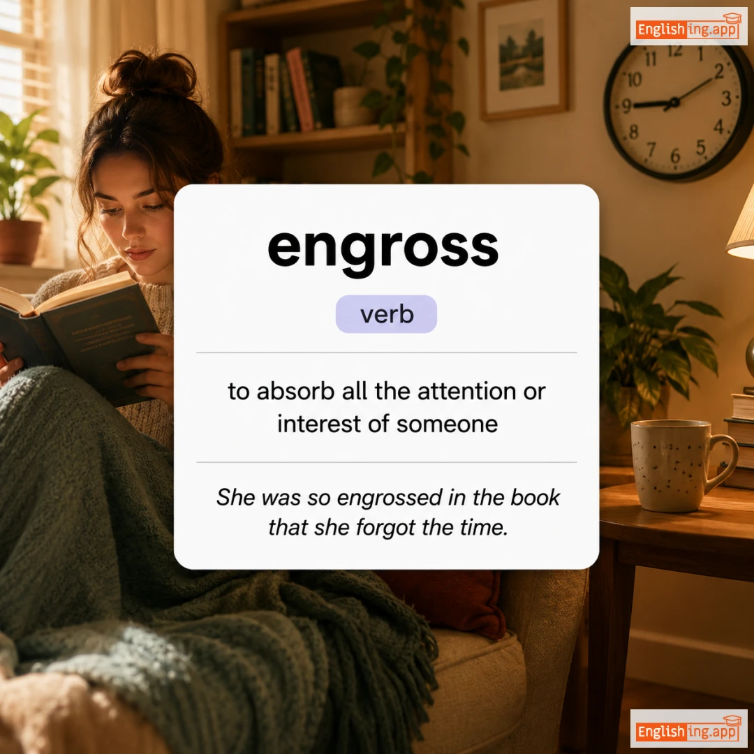 engross definition card — visual illustration of the meaning