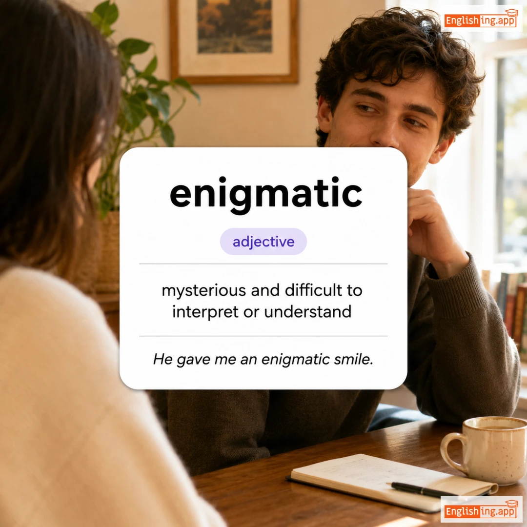 enigmatic definition card — visual illustration of the meaning