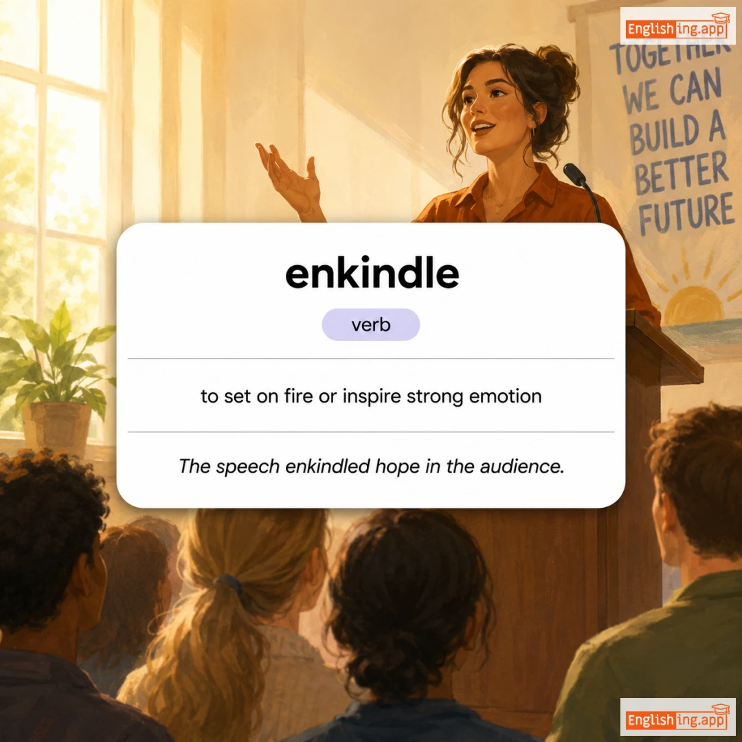 enkindle definition card — visual illustration of the meaning