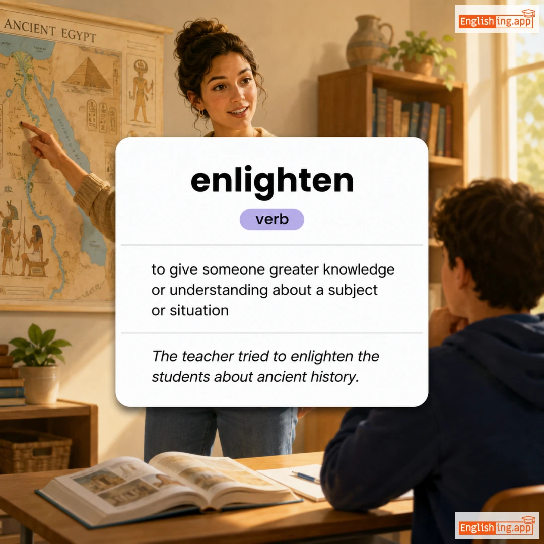 enlighten definition card — visual illustration of the meaning