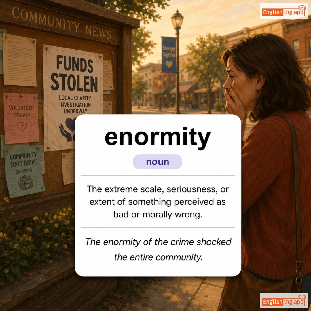 enormity definition card — visual illustration of the meaning