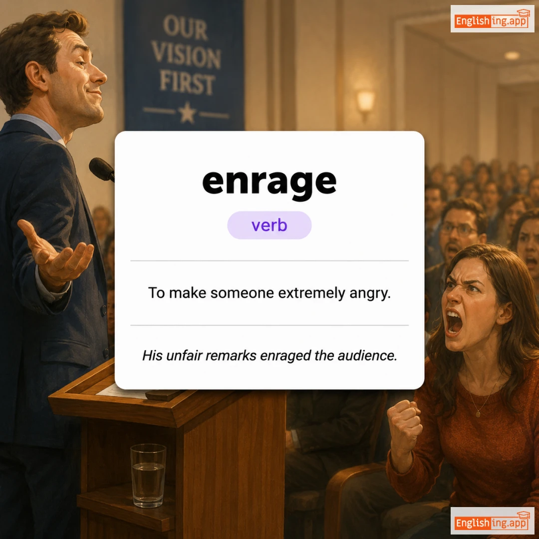enrage definition card — visual illustration of the meaning