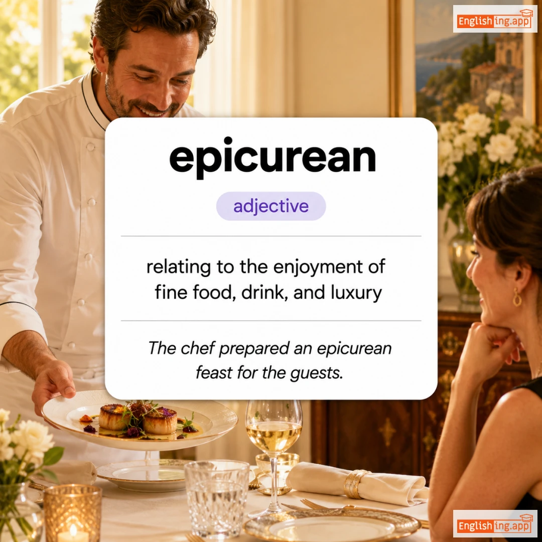 epicurean definition card — visual illustration of the meaning