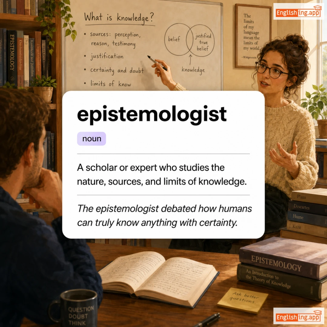 epistemologist definition card — visual illustration of the meaning