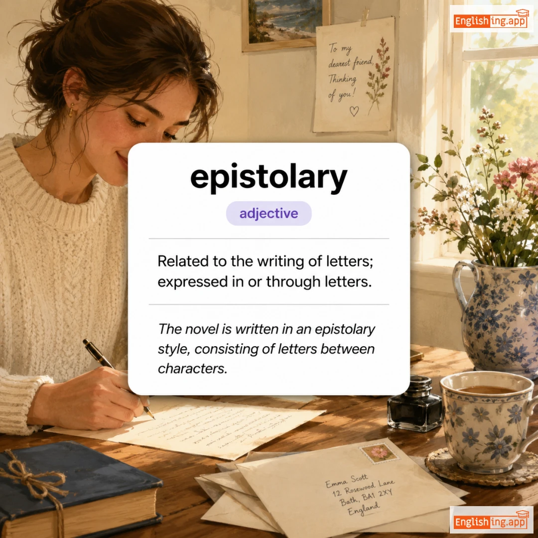 epistolary definition card — visual illustration of the meaning