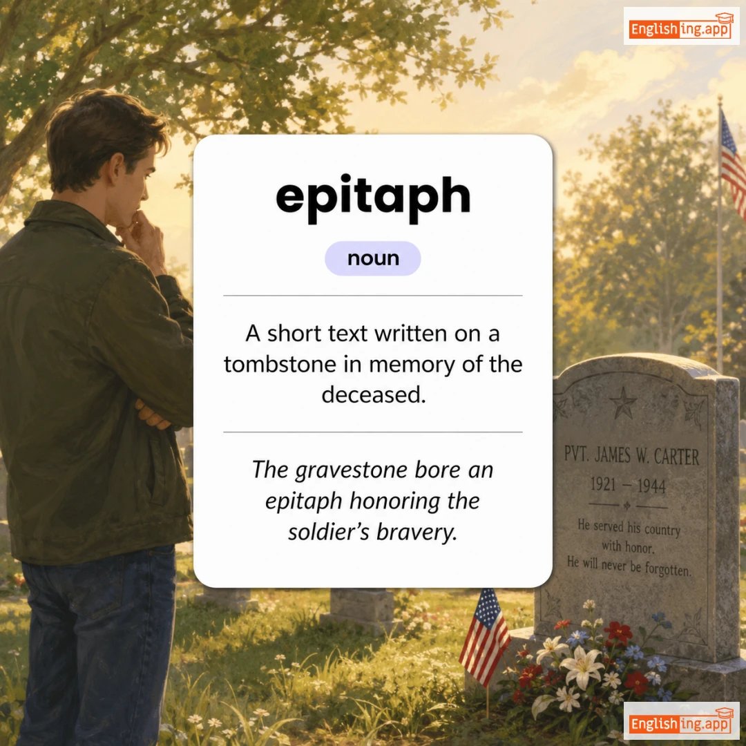 epitaph definition card — visual illustration of the meaning