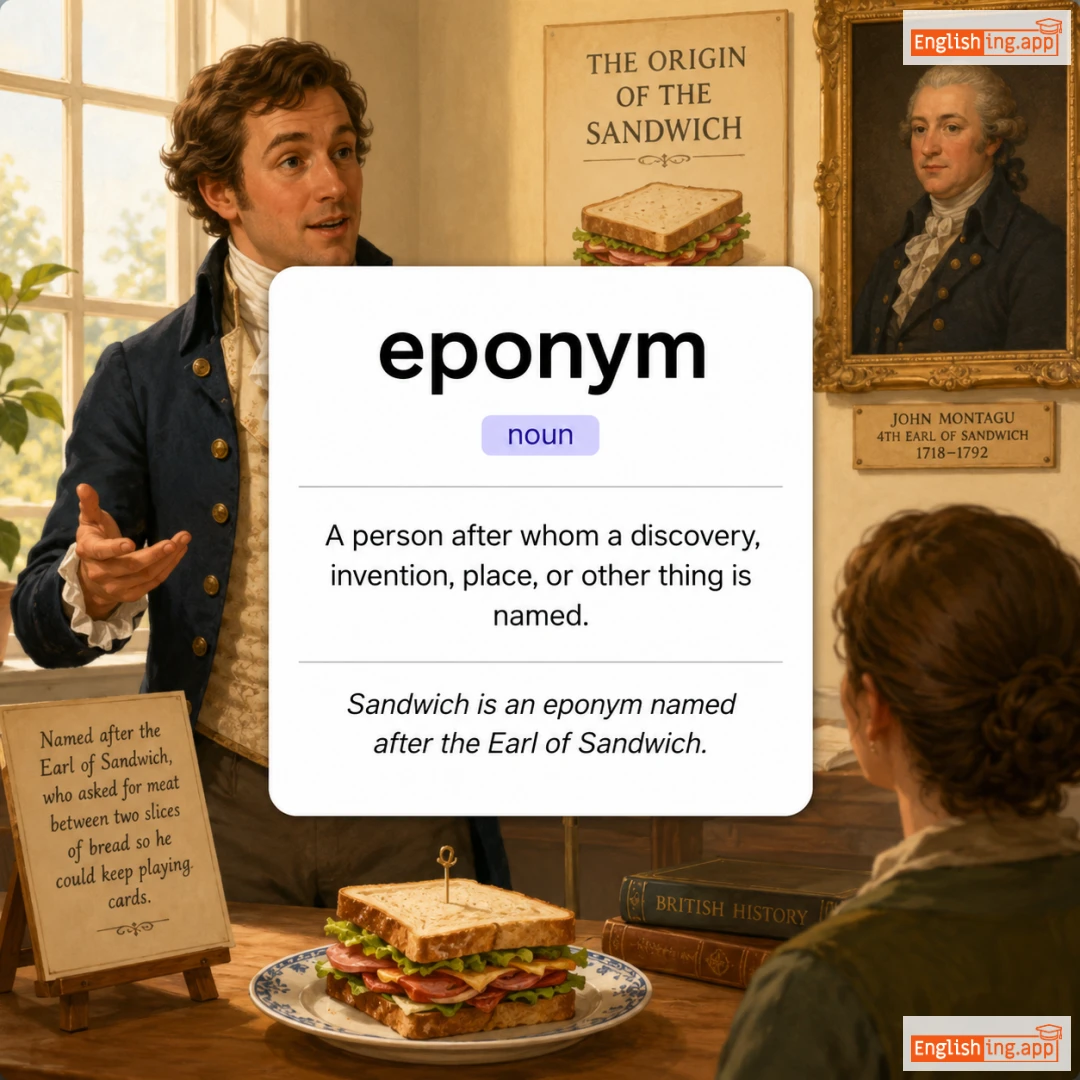 eponym definition card — visual illustration of the meaning