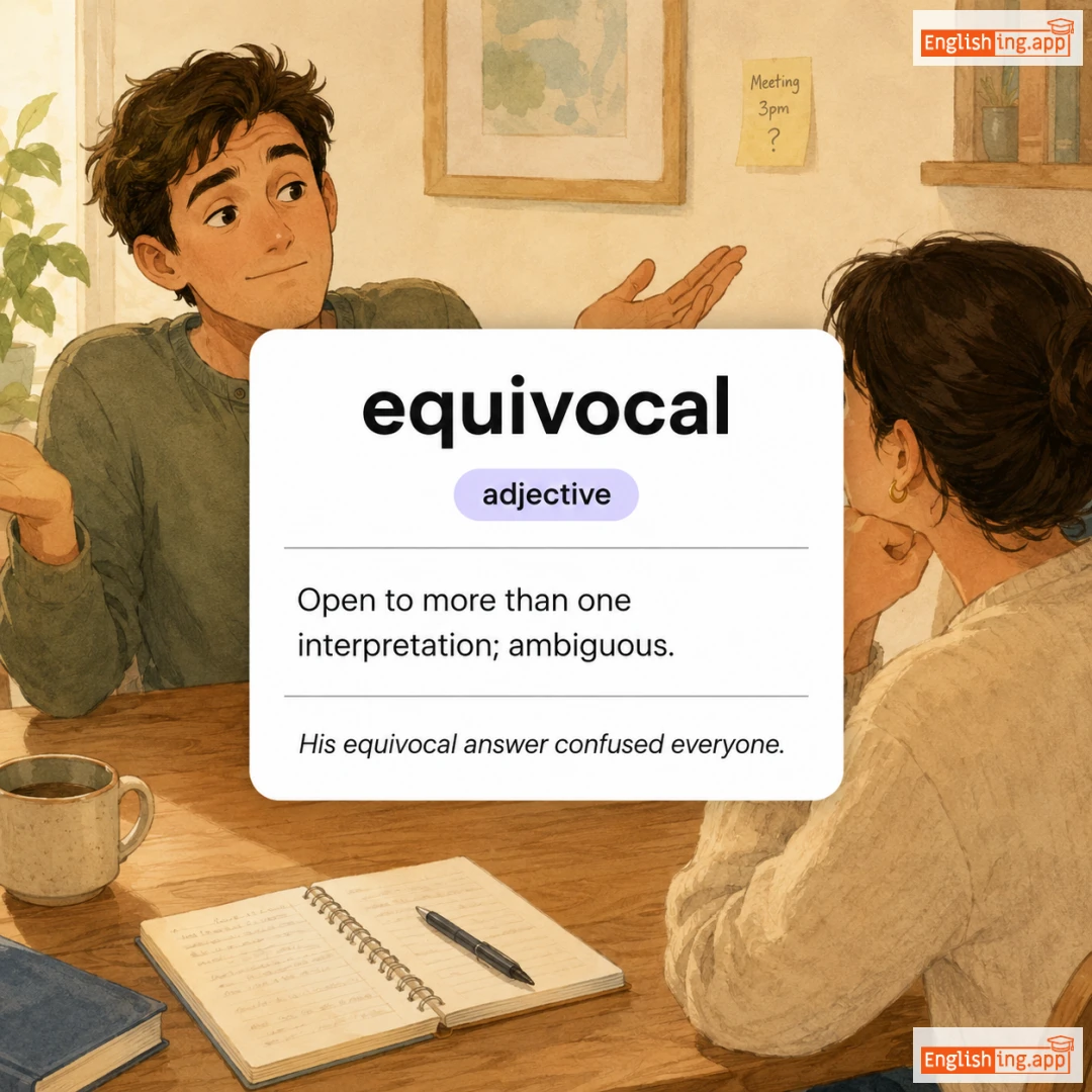 equivocal definition card — visual illustration of the meaning