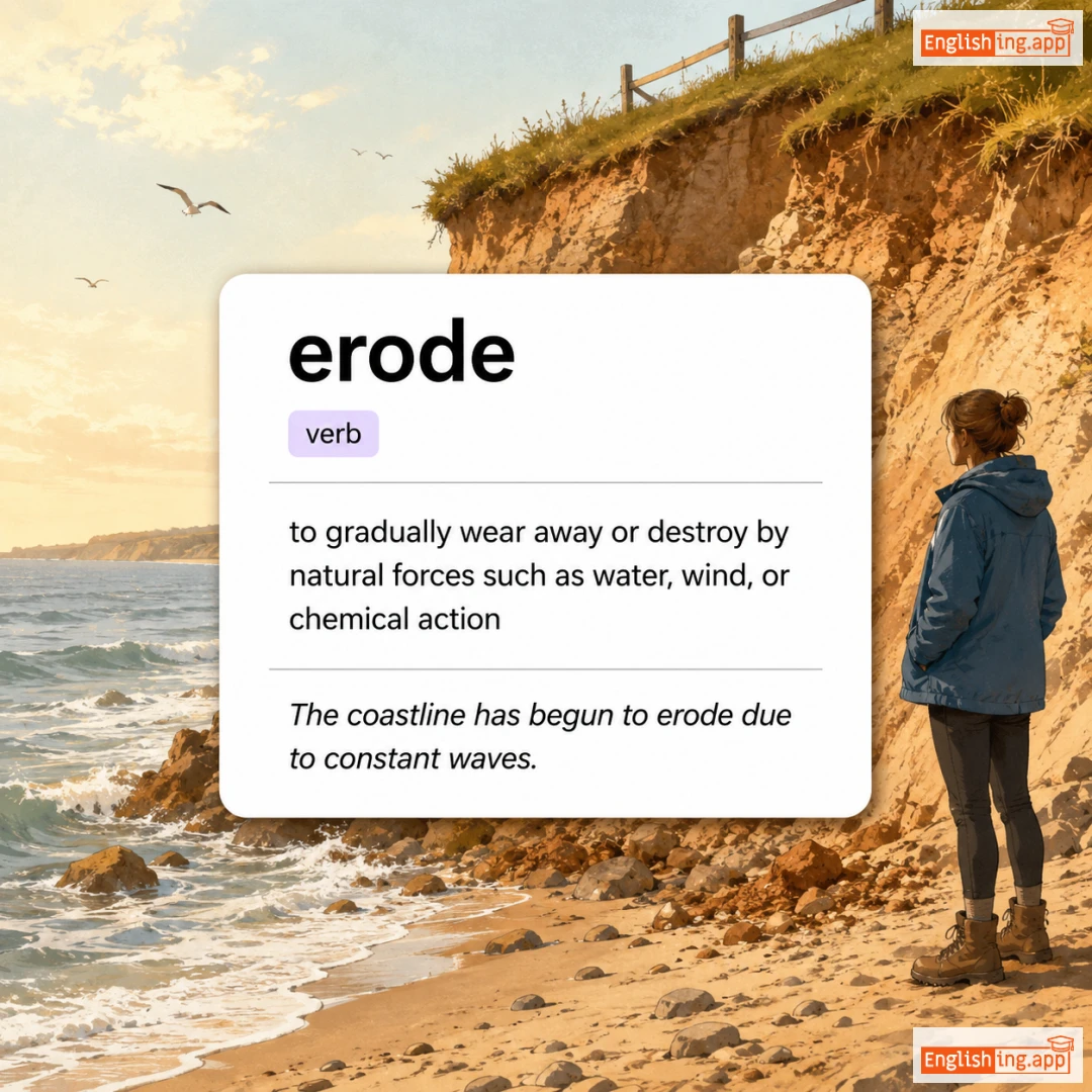 erode definition card — visual illustration of the meaning