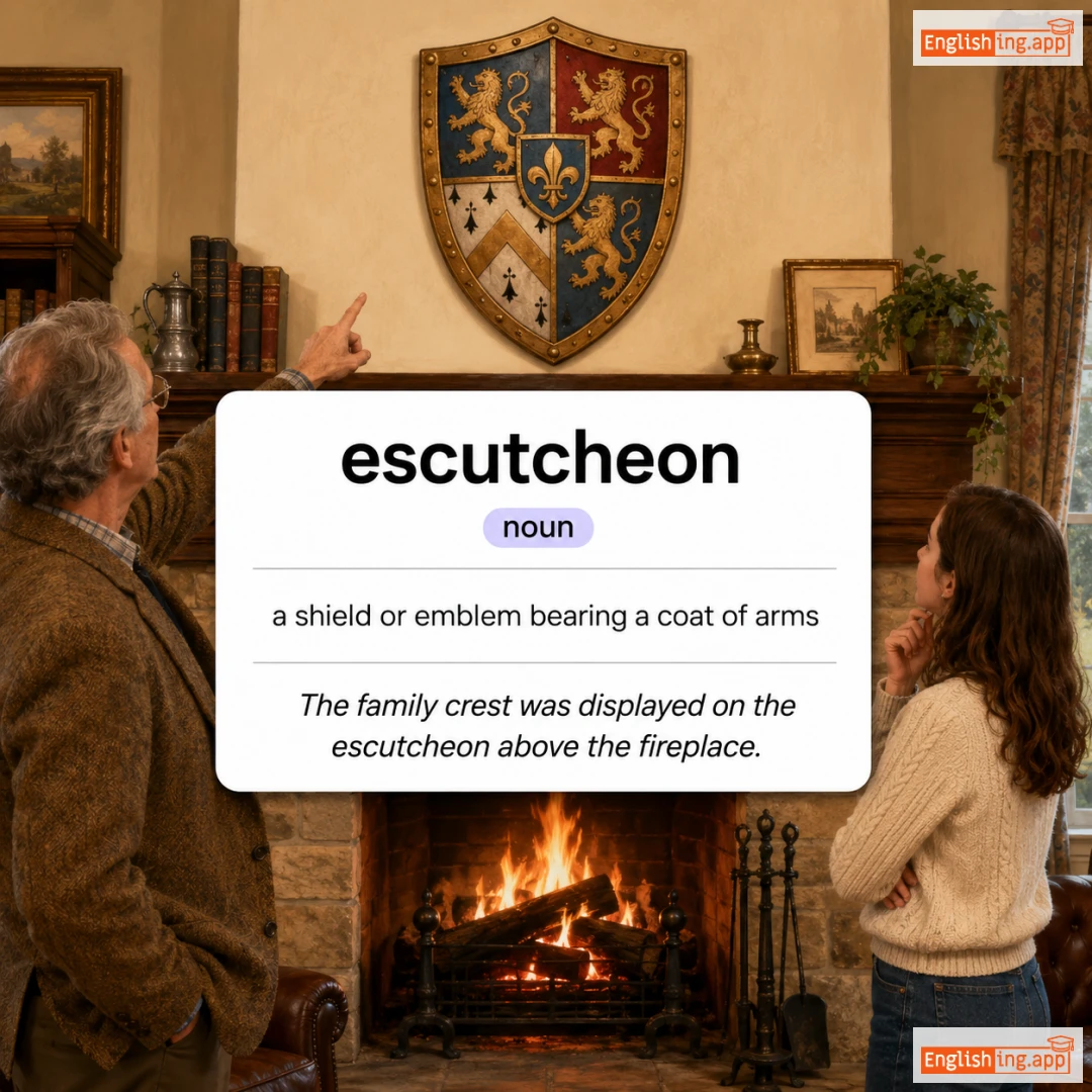 escutcheon definition card — visual illustration of the meaning