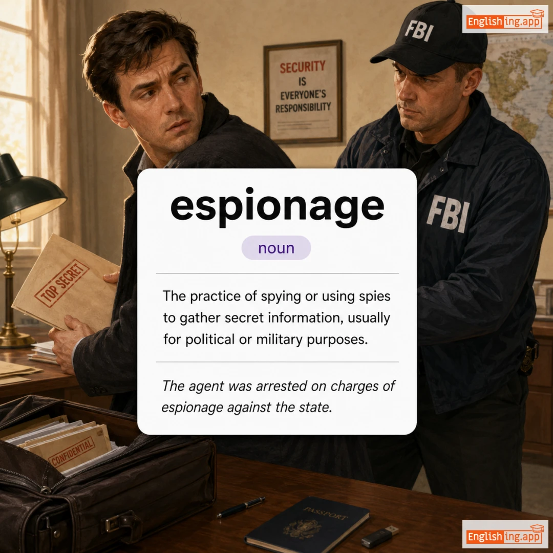 espionage definition card — visual illustration of the meaning