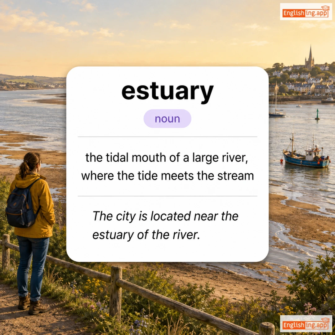 estuary definition card — visual illustration of the meaning
