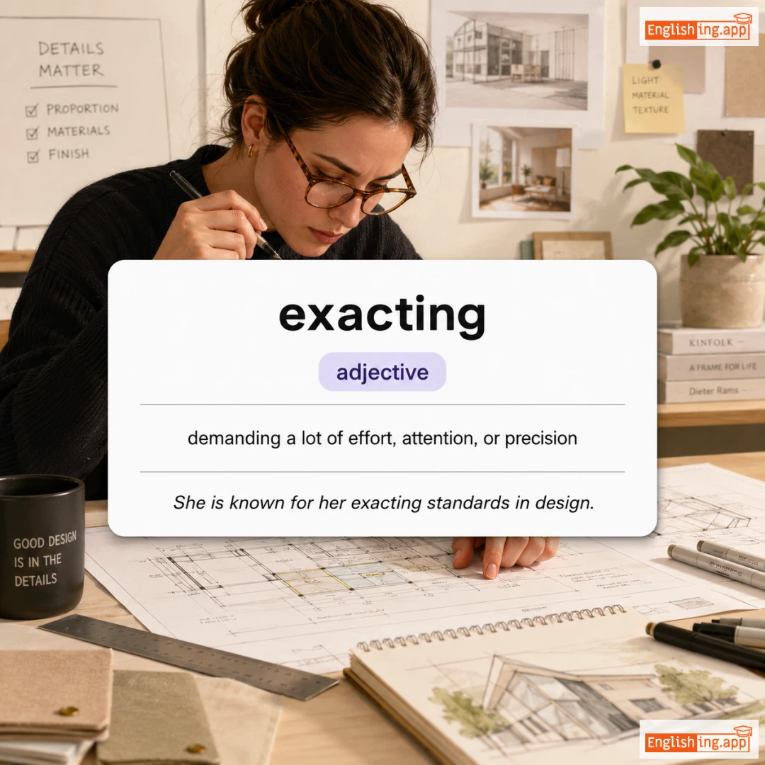 exacting definition card — visual illustration of the meaning