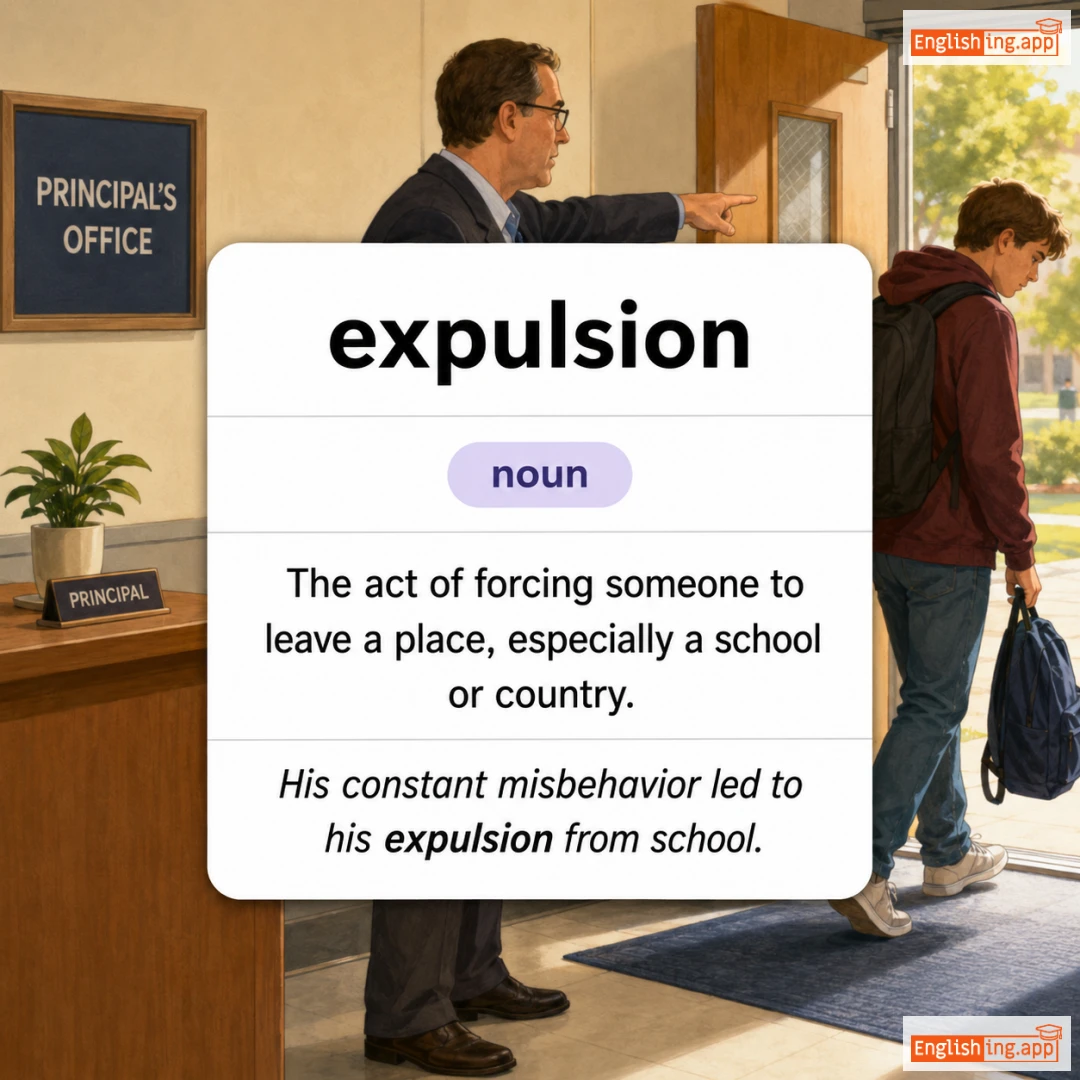 expulsion definition card — visual illustration of the meaning