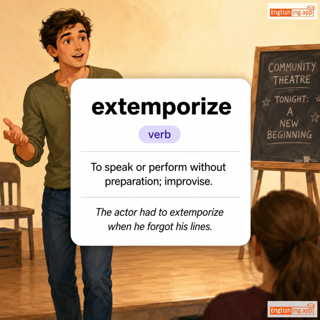 extemporize definition card — visual illustration of the meaning