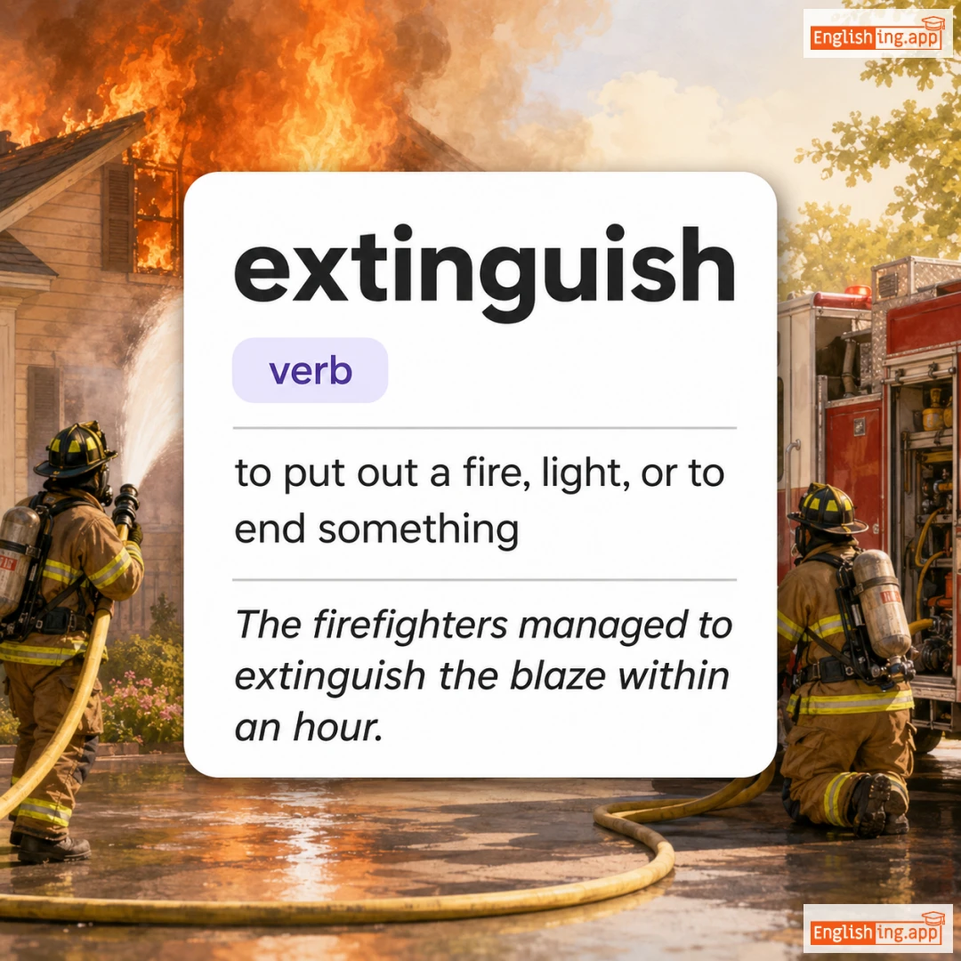 extinguish definition card — visual illustration of the meaning