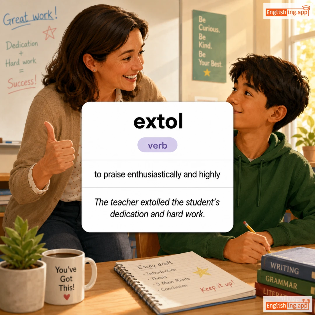 extol definition card — visual illustration of the meaning