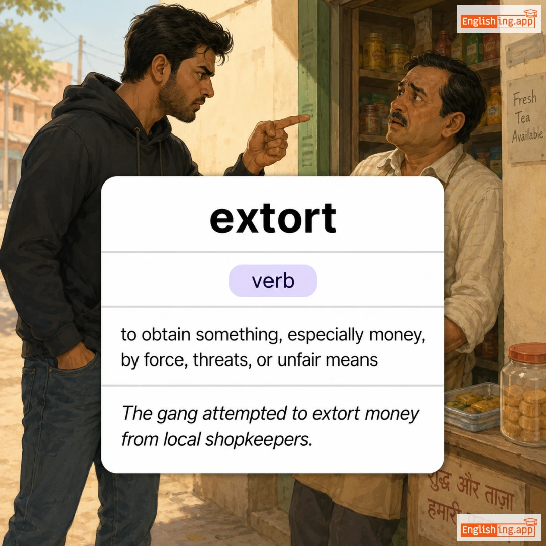 extort definition card — visual illustration of the meaning