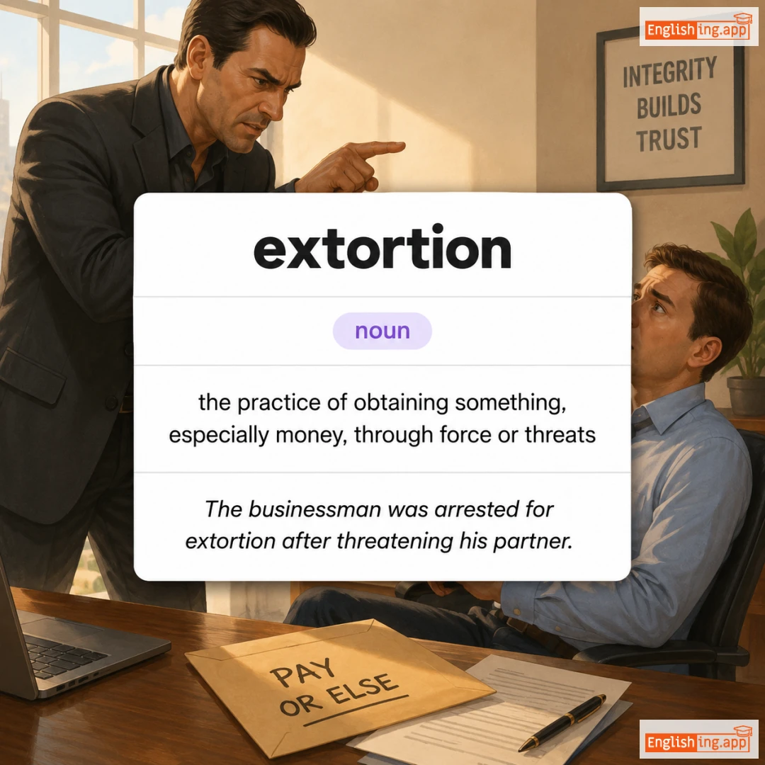 extortion definition card — visual illustration of the meaning