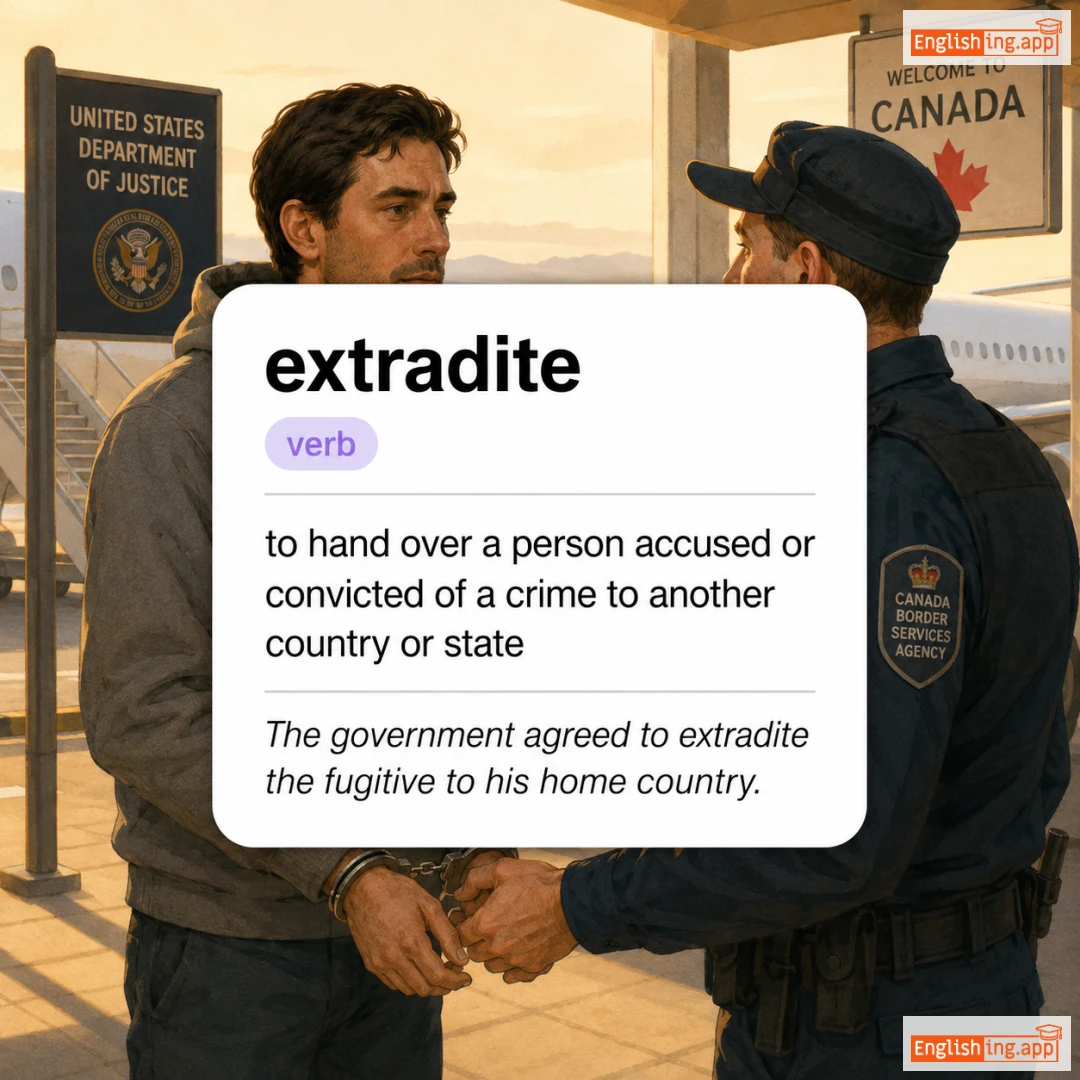 extradite definition card — visual illustration of the meaning