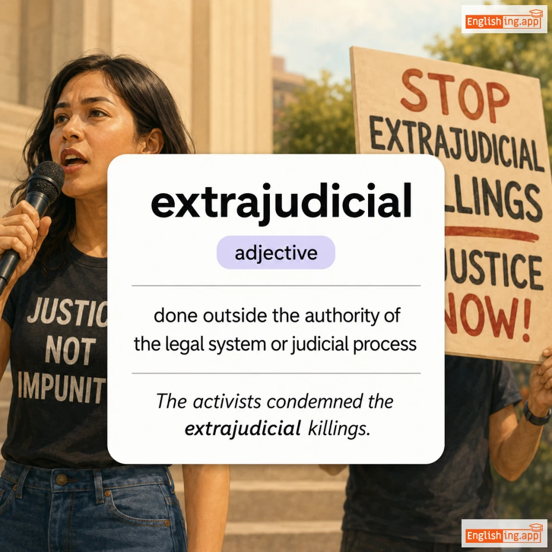 extrajudicial definition card — visual illustration of the meaning