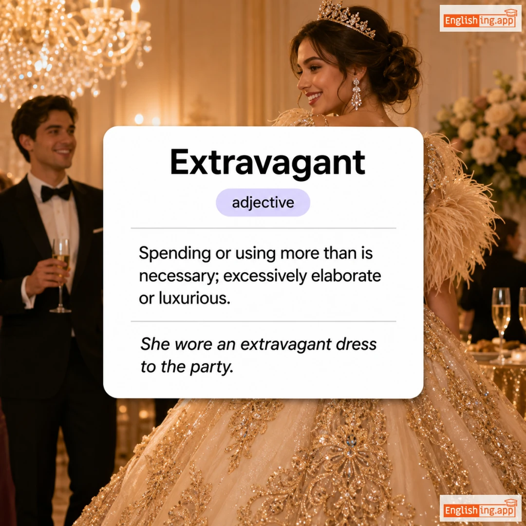 Extravagant definition card — visual illustration of the meaning