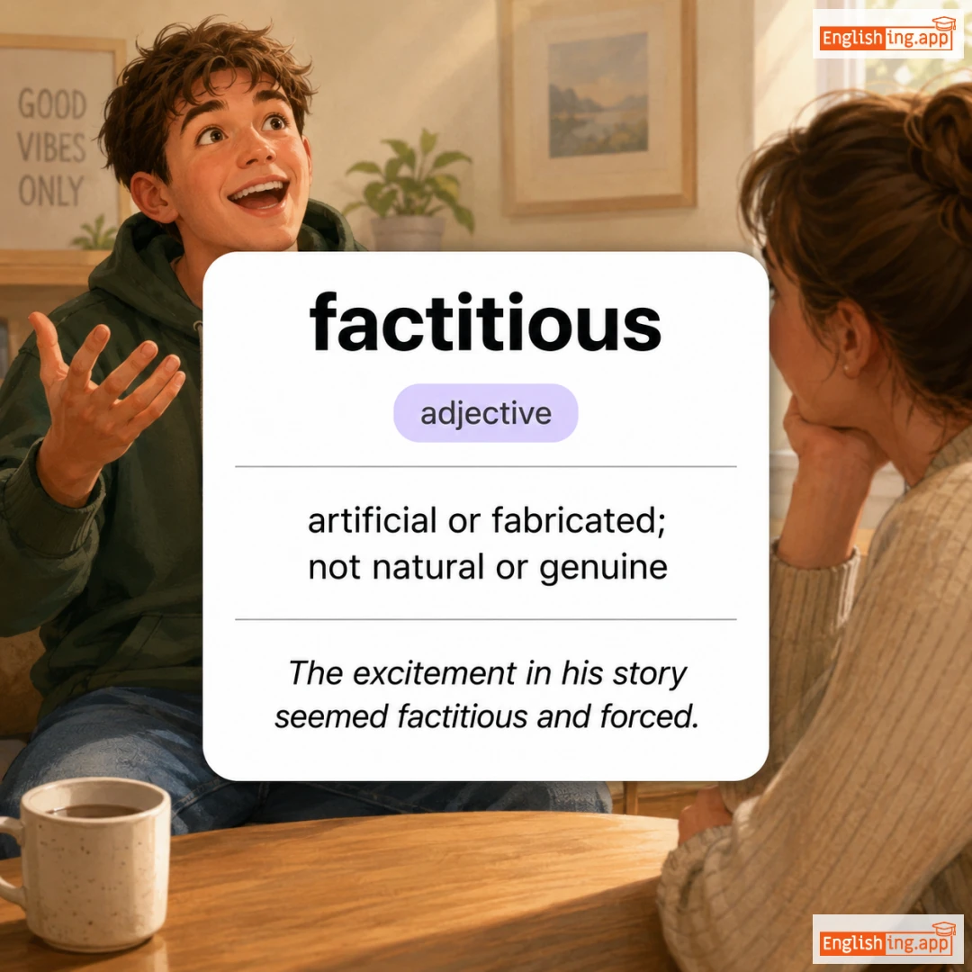factitious definition card — visual illustration of the meaning