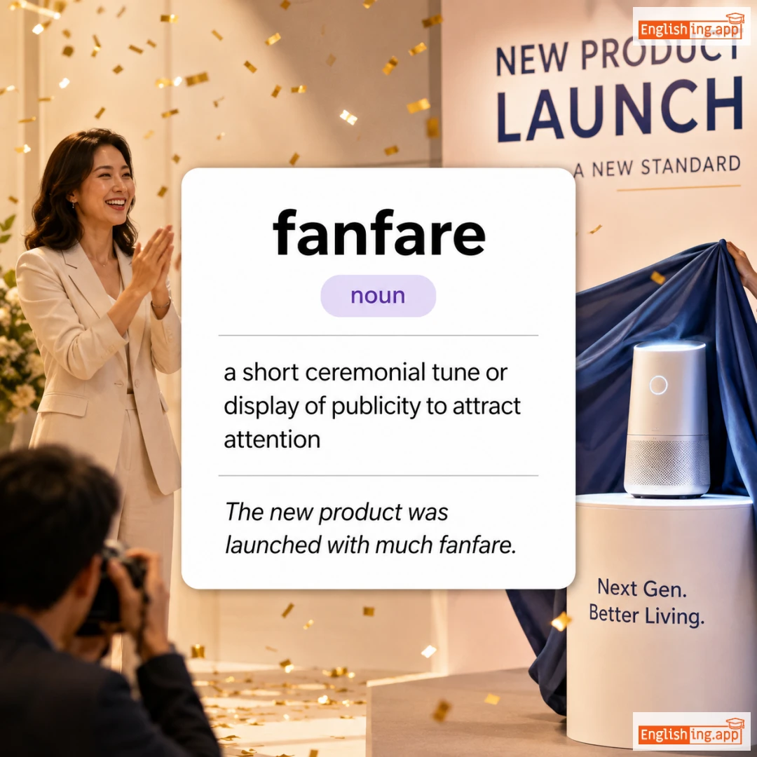 fanfare definition card — visual illustration of the meaning