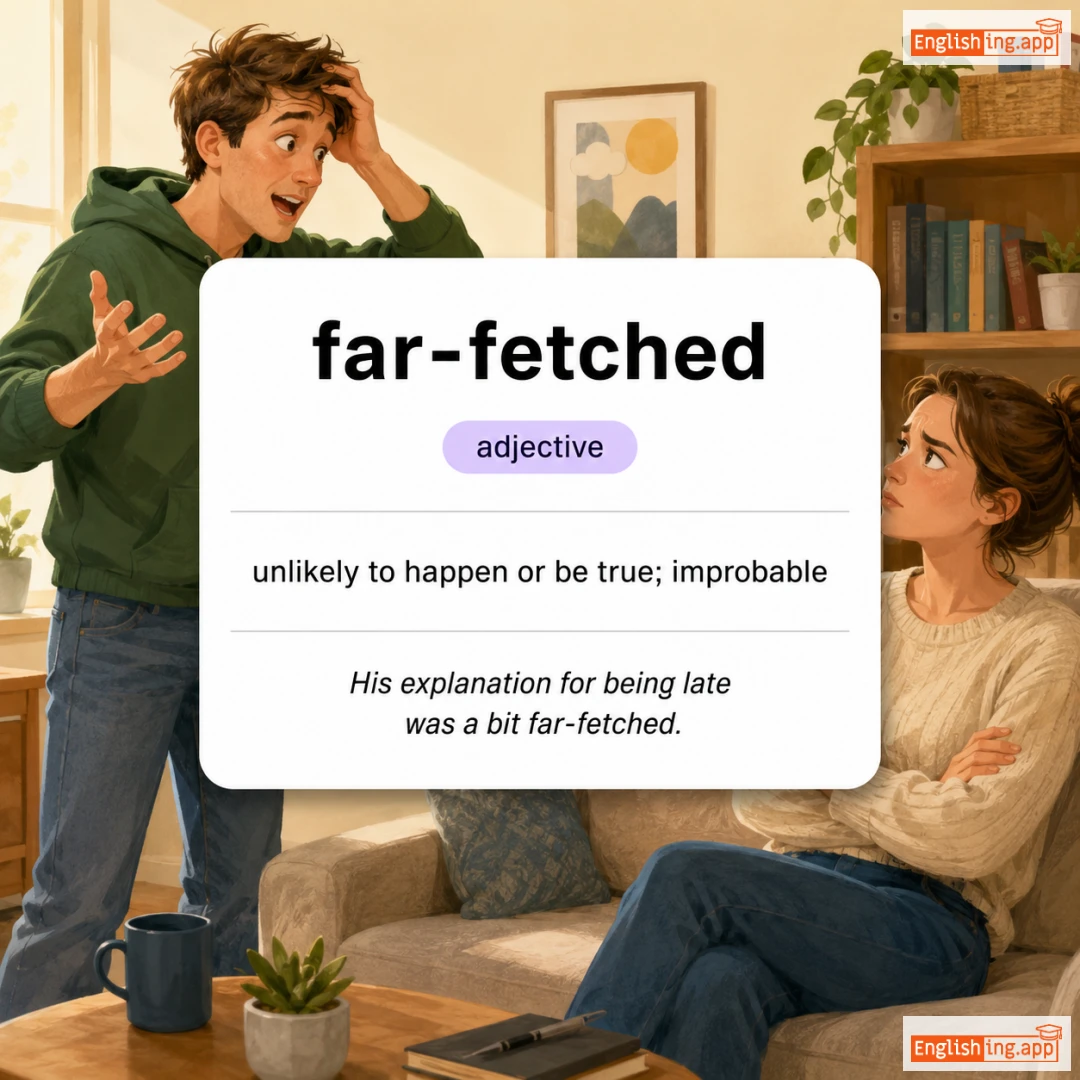 far-fetched definition card — visual illustration of the meaning