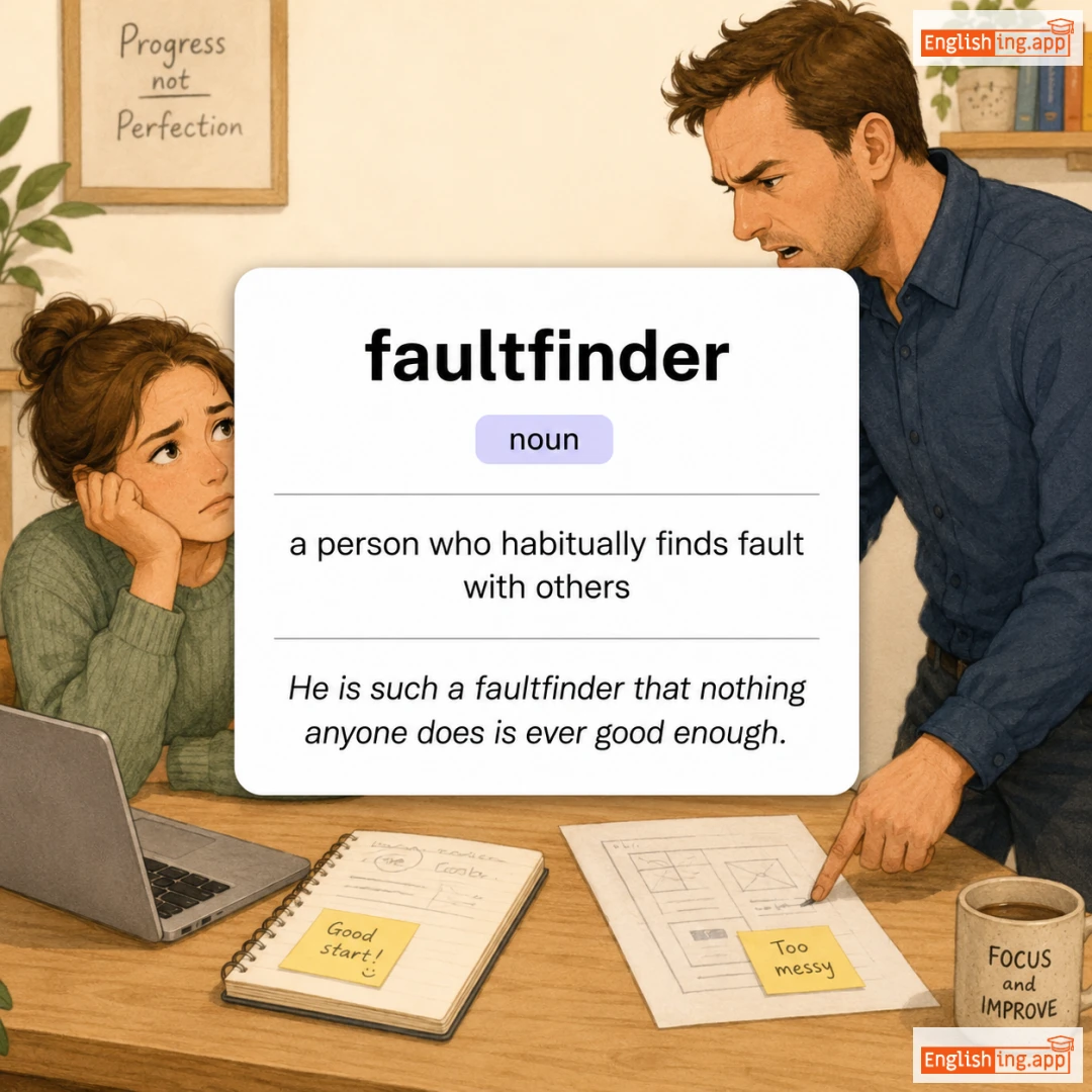 faultfinder definition card — visual illustration of the meaning