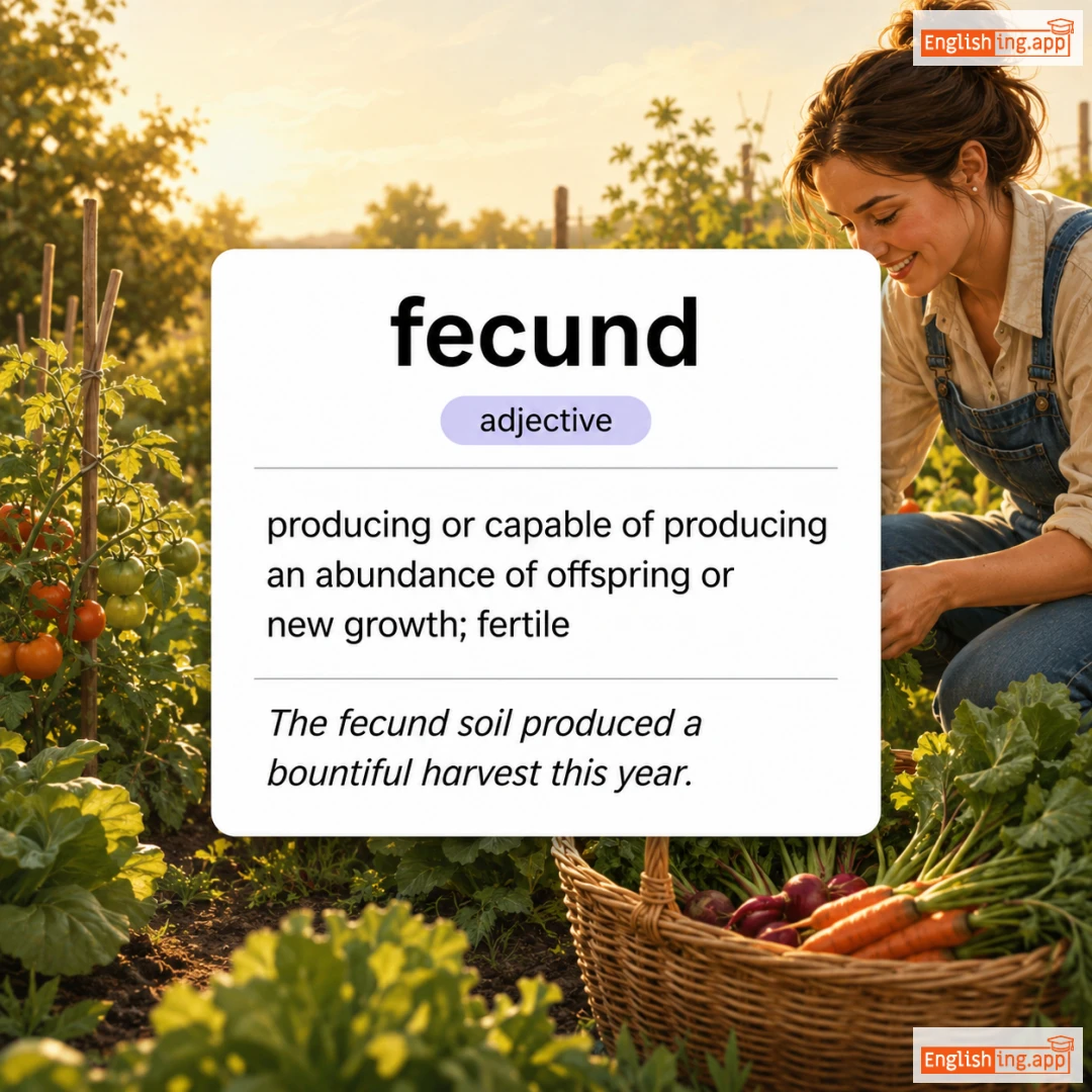 fecund definition card — visual illustration of the meaning