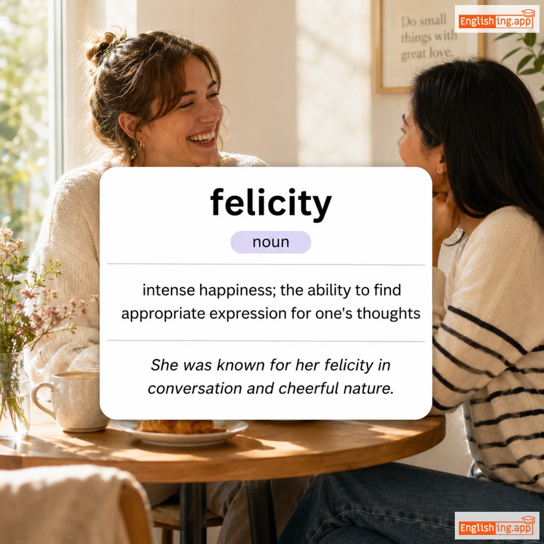 felicity definition card — visual illustration of the meaning