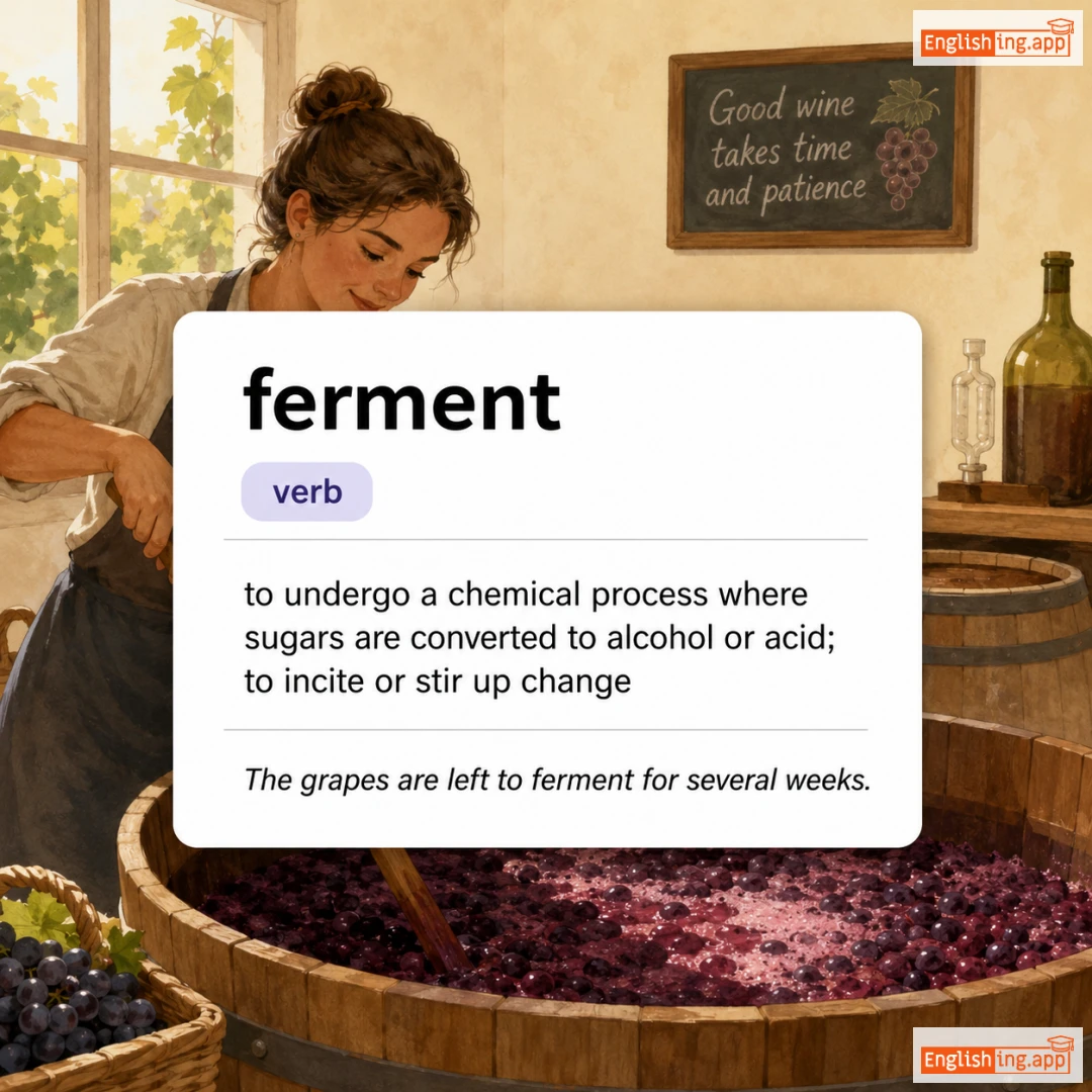 ferment definition card — visual illustration of the meaning