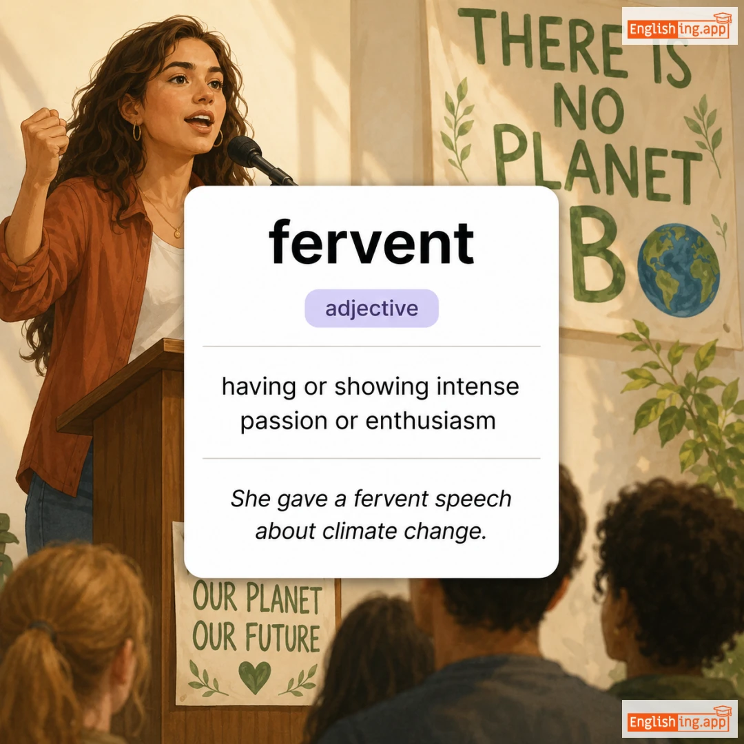 fervent definition card — visual illustration of the meaning