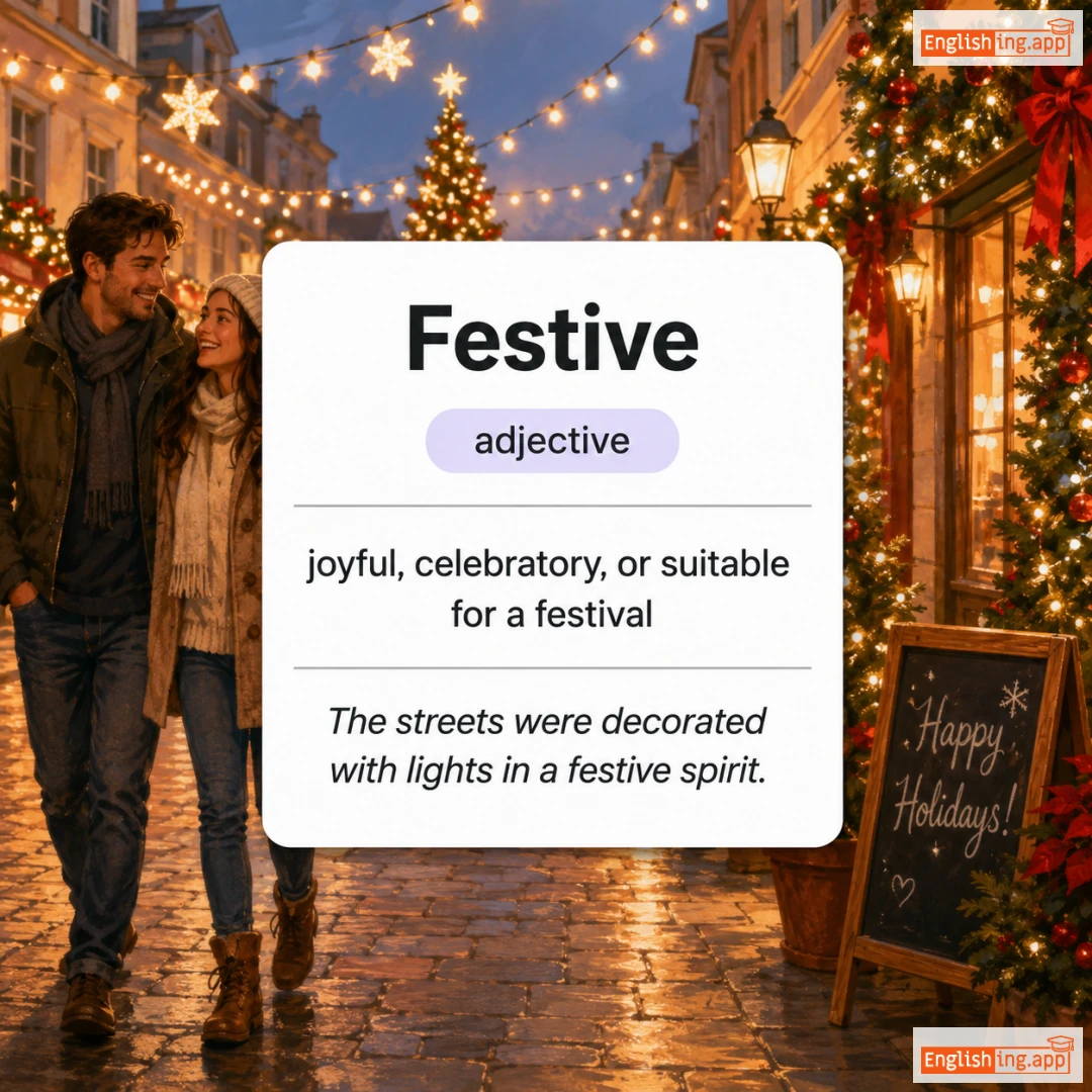 Festive definition card — visual illustration of the meaning
