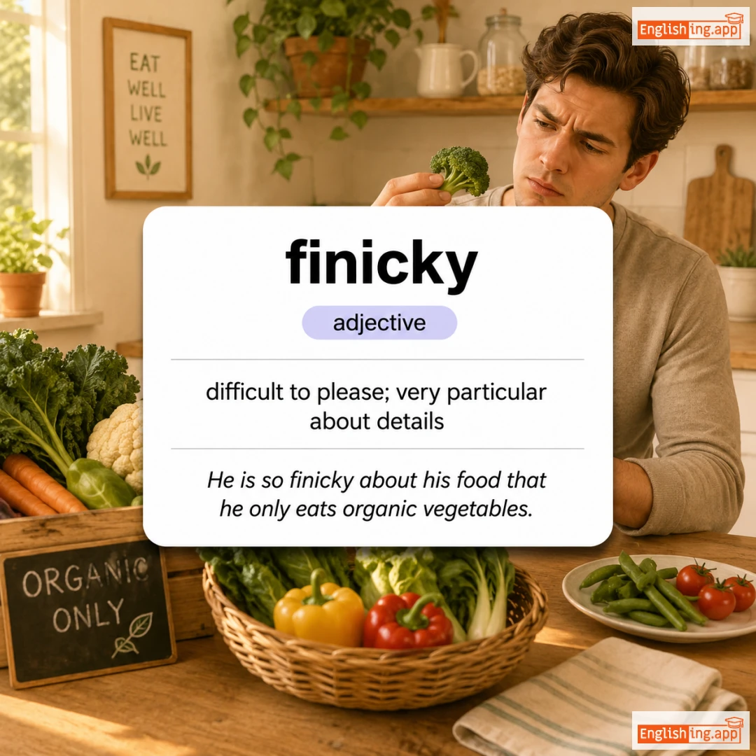finicky definition card — visual illustration of the meaning