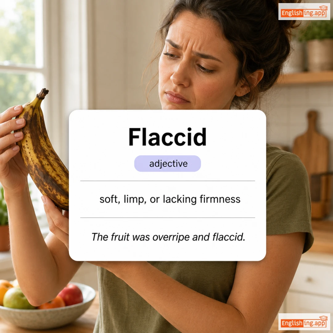 Flaccid definition card — visual illustration of the meaning