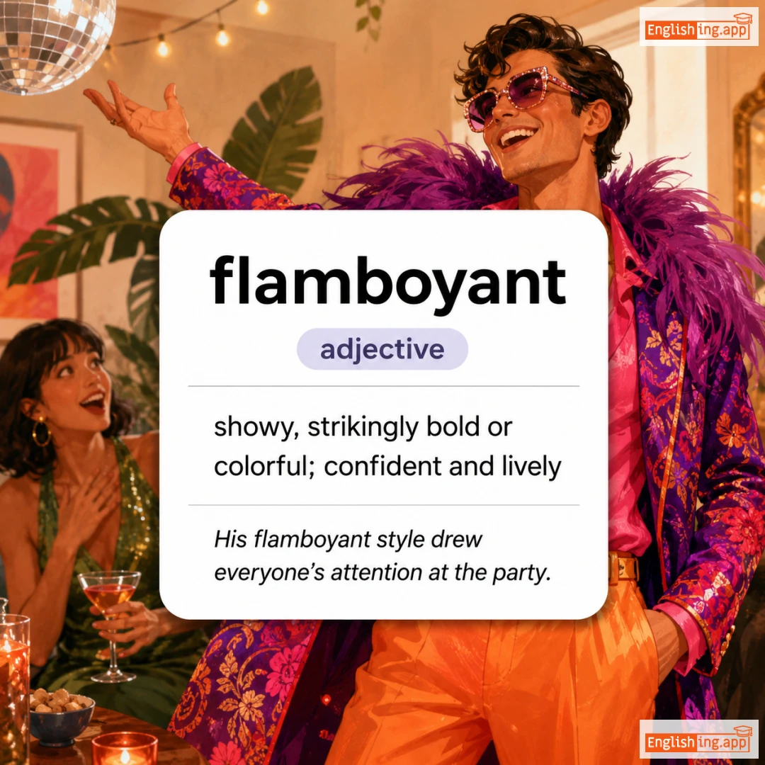 flamboyant definition card — visual illustration of the meaning