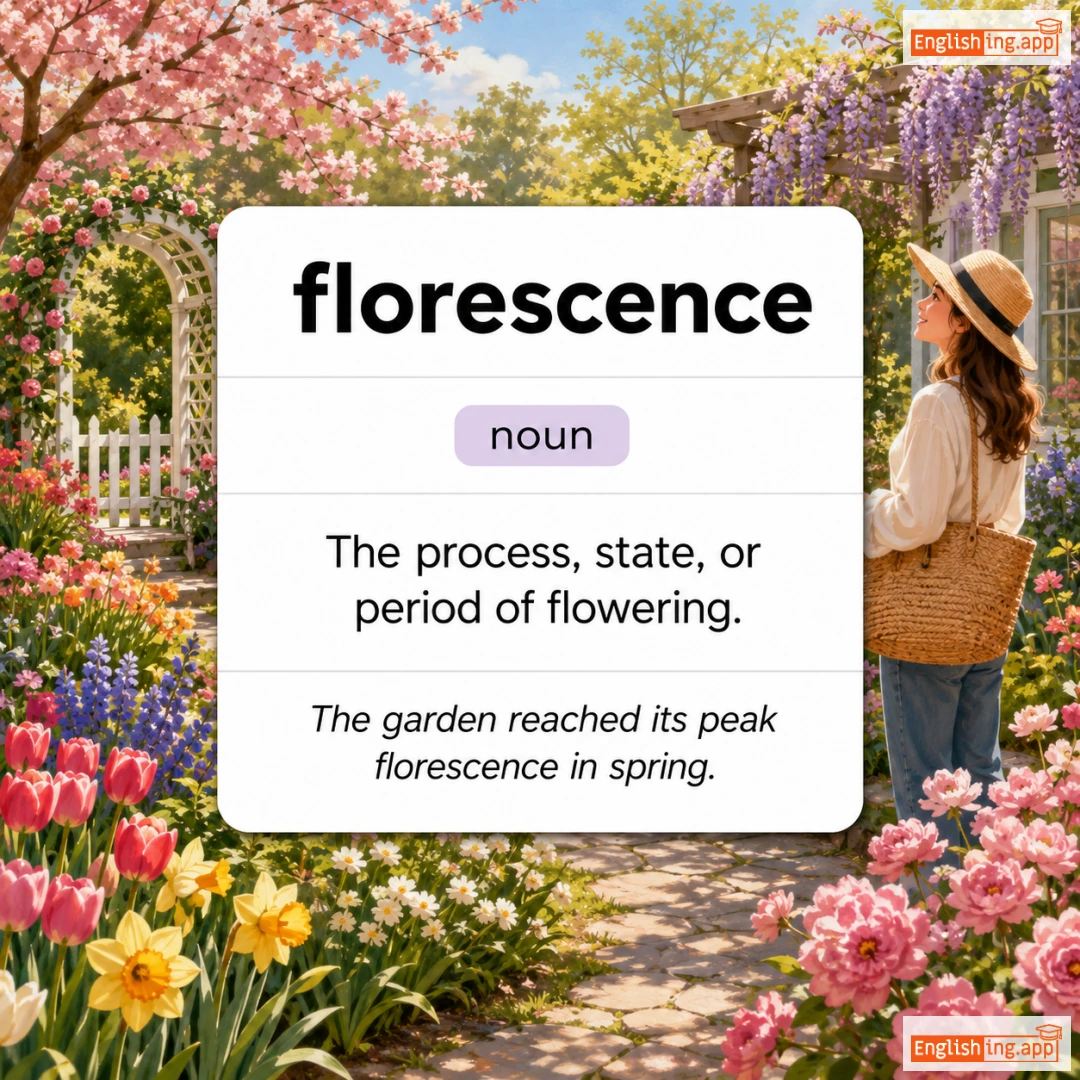 florescence definition card — visual illustration of the meaning